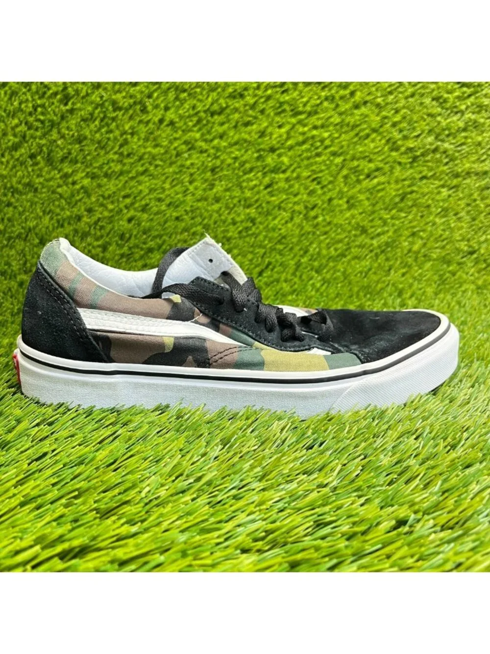 Vans Old Skool Woodland Camo Womens Size 9 Black Casual Skate Shoes Sneakers